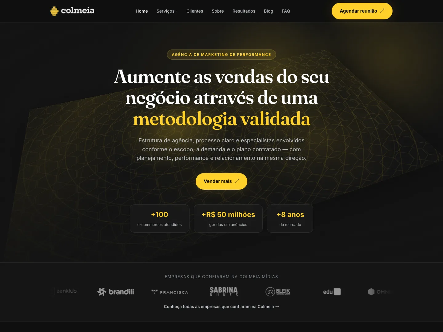 Hero do site da Colmeia Mídias, agência de marketing de performance