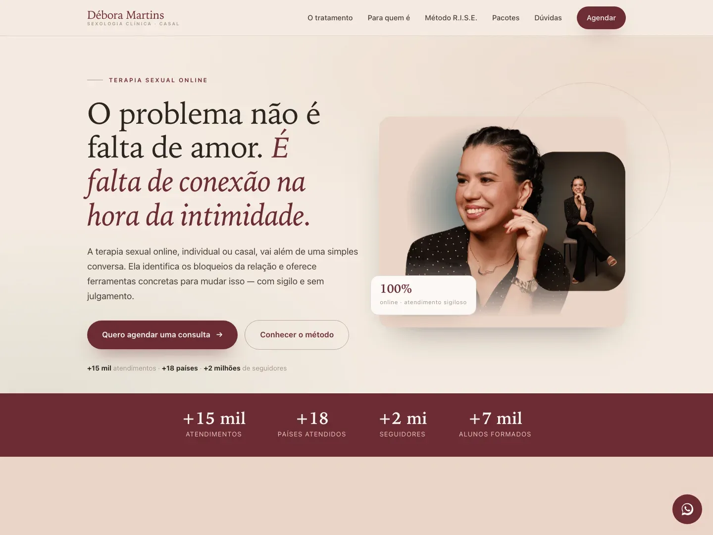 Hero do site da Débora Martins, terapia sexual online