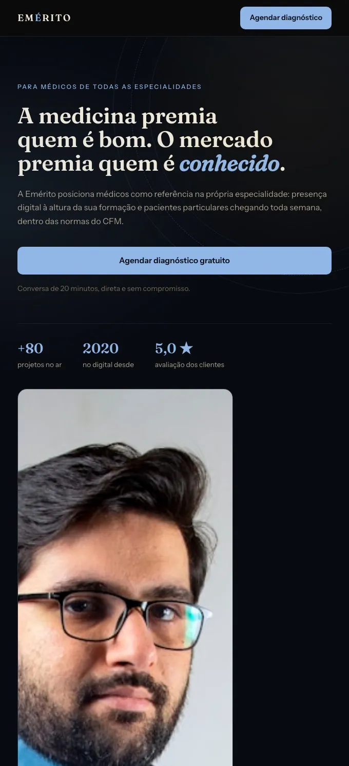 Landing page Emérito para médicos