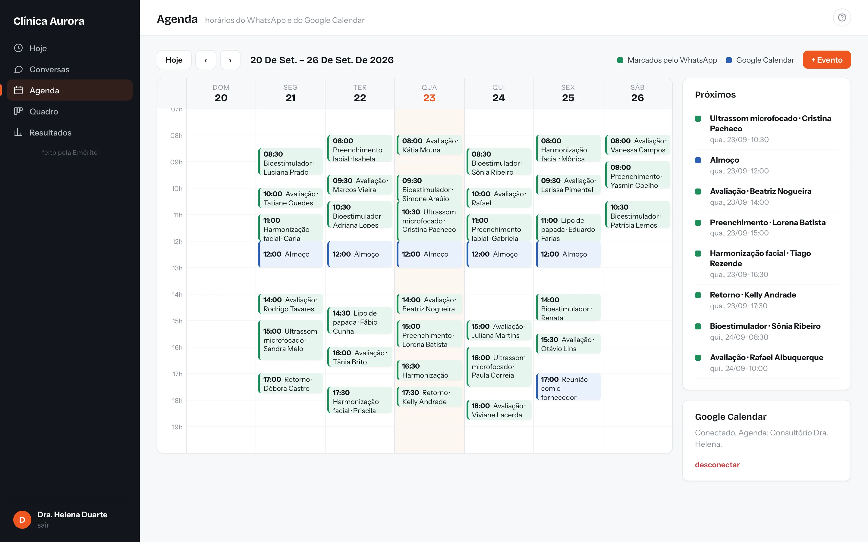 Agenda da semana na plataforma da Emérito